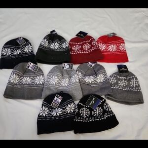 New lot of 10 grey black red design beanie hats #EE2